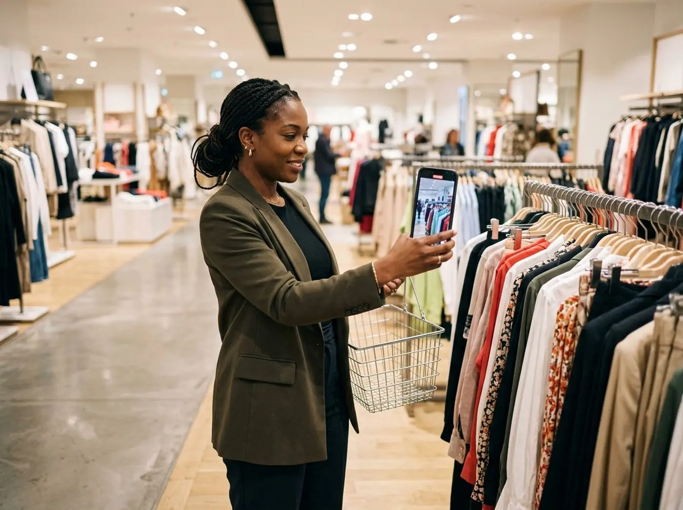 Une personal shopper filme les articles en rayon, en boutique